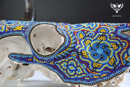 Cráneo de vaca Arte Huichol - Tamatsime - Arte Huichol - Marakame