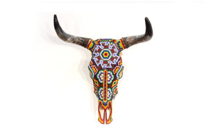 Cráneo de vaca Arte Huichol - Tatéi Niaariwame - Arte Huichol - Marakame