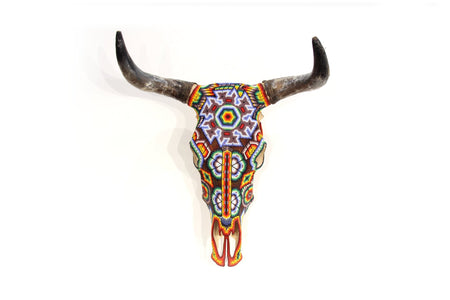 Crâne de vache Art Huichol - Tatéi Niaariwame - Art Huichol - Marakame