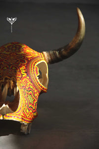 Cráneo de vaca Arte Huichol - Tatewari - Arte Huichol - Marakame