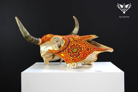 Cow Skull Huichol Art - Tatewari - Huichol Art - Marakame