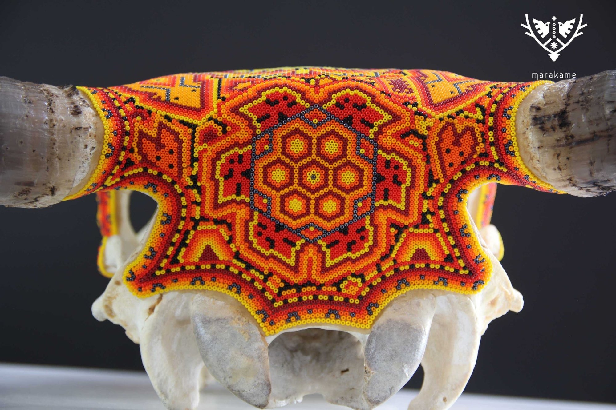 Cow Skull Huichol Art - Tau Tatewari - Huichol Art - Marakame