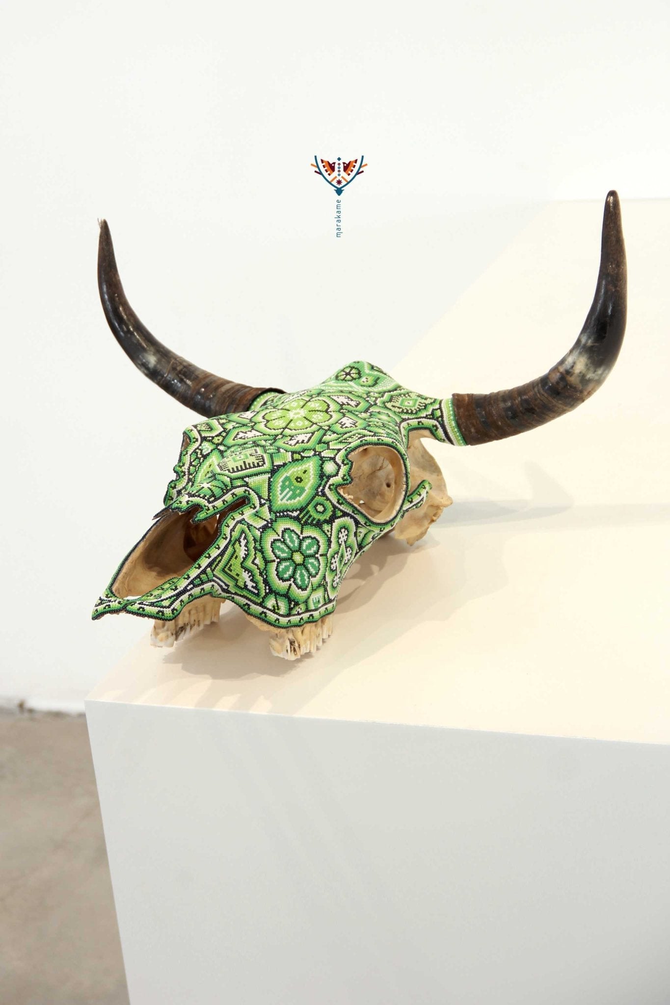 Cráneo de vaca Arte Huichol - Tuutu wexik+a - Arte Huichol - Marakame