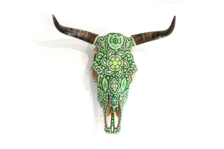 Crâne de vache Huichol Art - Tuutu wexik+a - Huichol Art - Marakame