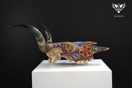 Cráneo de vaca Arte Huichol - Wa x+rikiya - Arte Huichol - Marakame