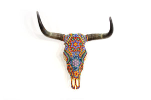 Crâne de vache Huichol Art - Wa x+rikiya - Huichol Art - Marakame