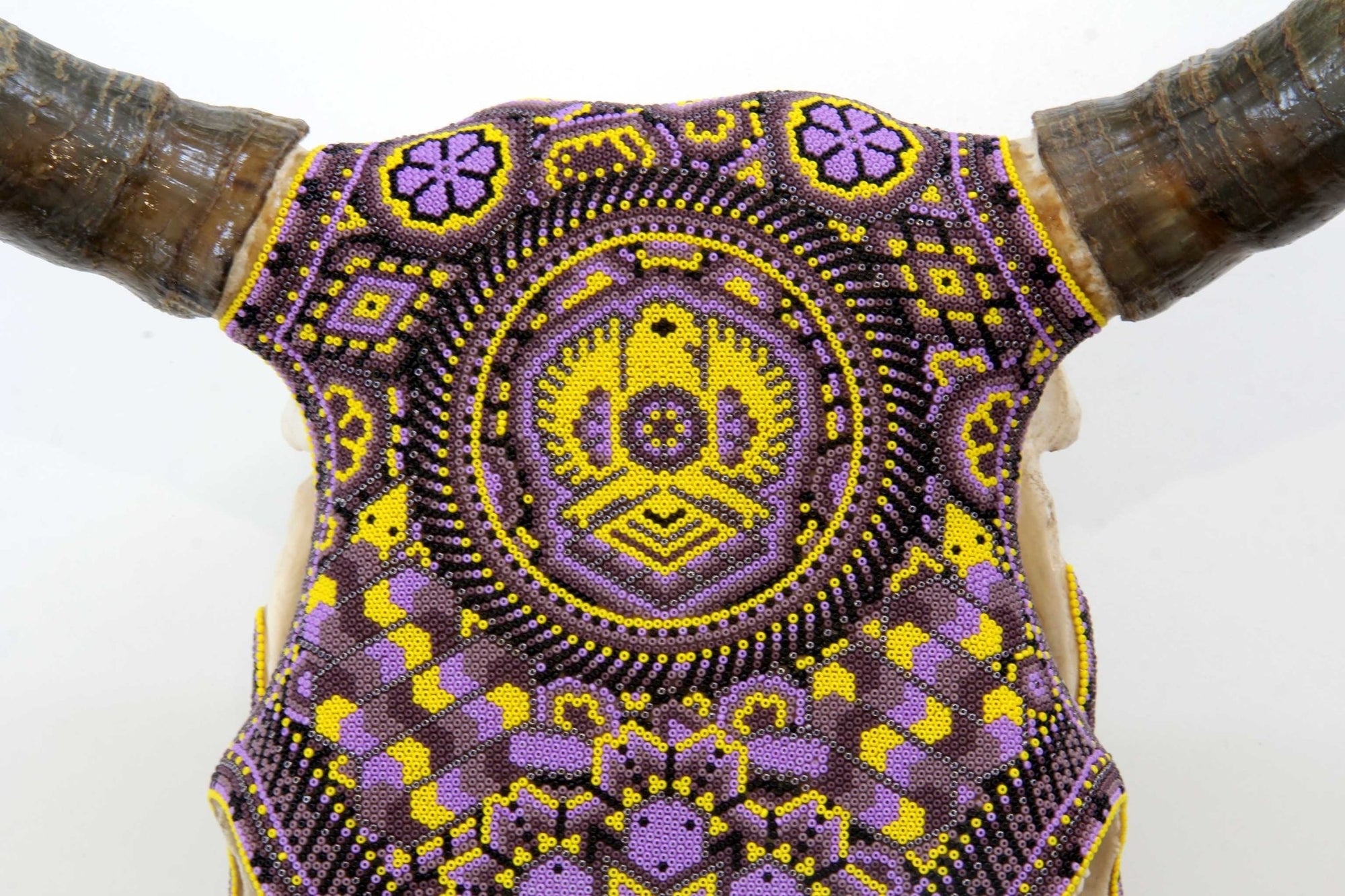 Cow Skull Huichol Art - Yellow Werika - Huichol Art - Marakame