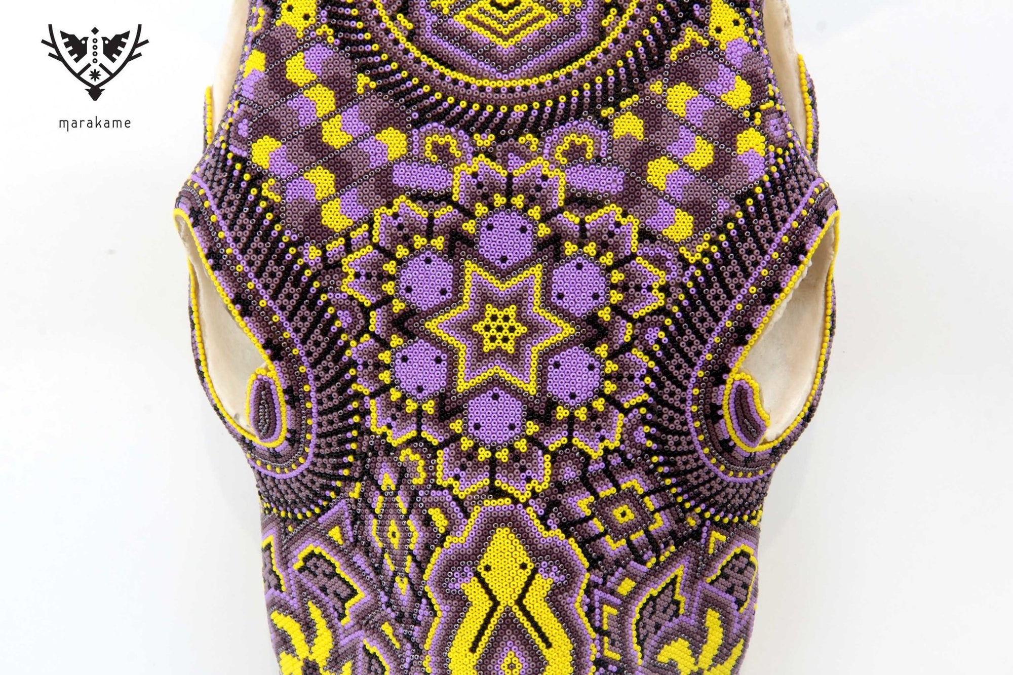 Cow Skull Huichol Art - Yellow Werika - Huichol Art - Marakame
