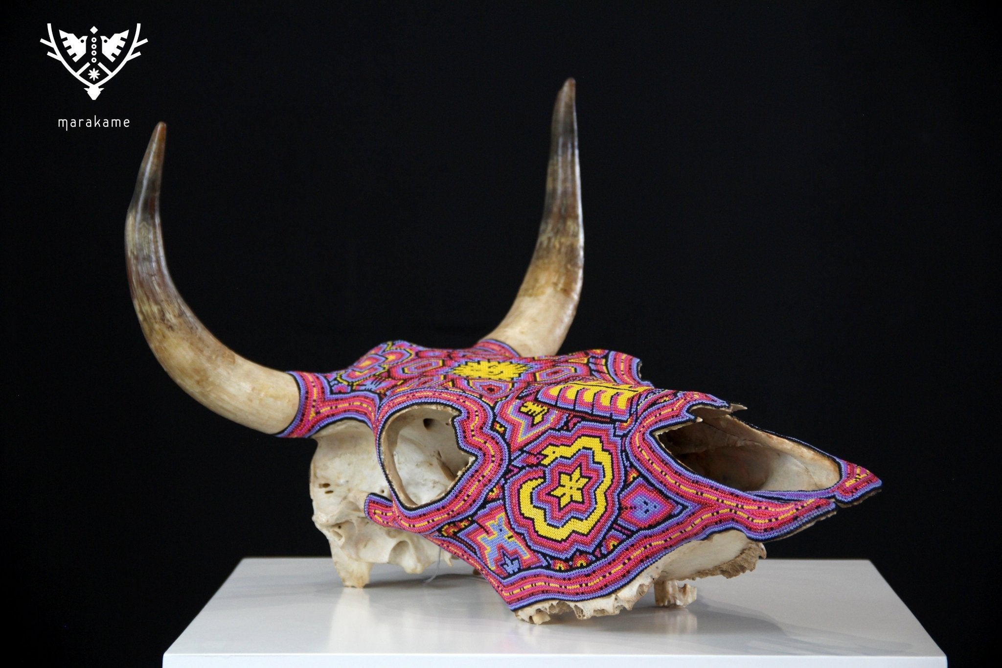 Teschio di Mucca Arte Huichol - Wexik+a mutinuiwax+ - Arte Huichol - Marakame
