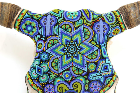 Cow Skull Huichol Art - Wexikia Hikuri - Huichol Art - Marakame
