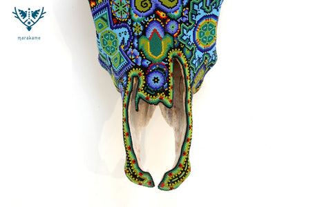 Cow Skull Huichol Art - Wexikia Hikuri - Huichol Art - Marakame