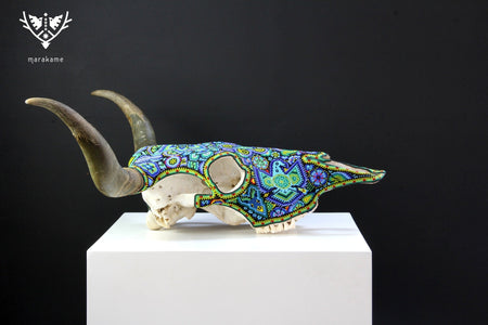 Cow Skull Huichol Art - Wexikia Hikuri - Huichol Art - Marakame