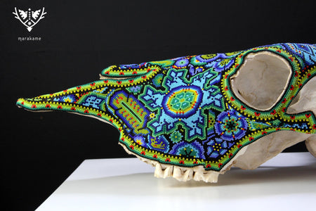 Cow Skull Huichol Art - Wexikia Hikuri - Huichol Art - Marakame