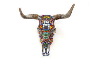 Teschio di mucca Arte Huichol - grande xupurero - Arte Huichol - Marakame