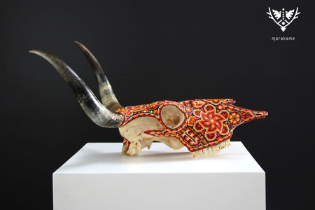 牛の頭蓋骨のウイチョルアート - シュラウェ・タテワリ - ウイチョルアート - マラカメ