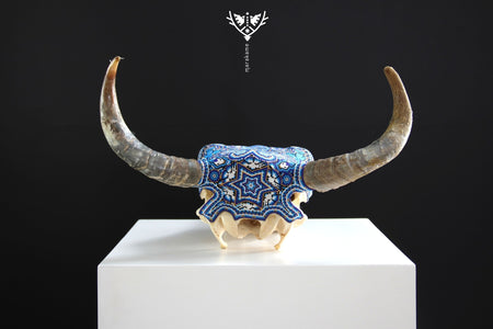 Cow Skull Huichol Art - Xurawe Temai - Huichol Art - Marakame