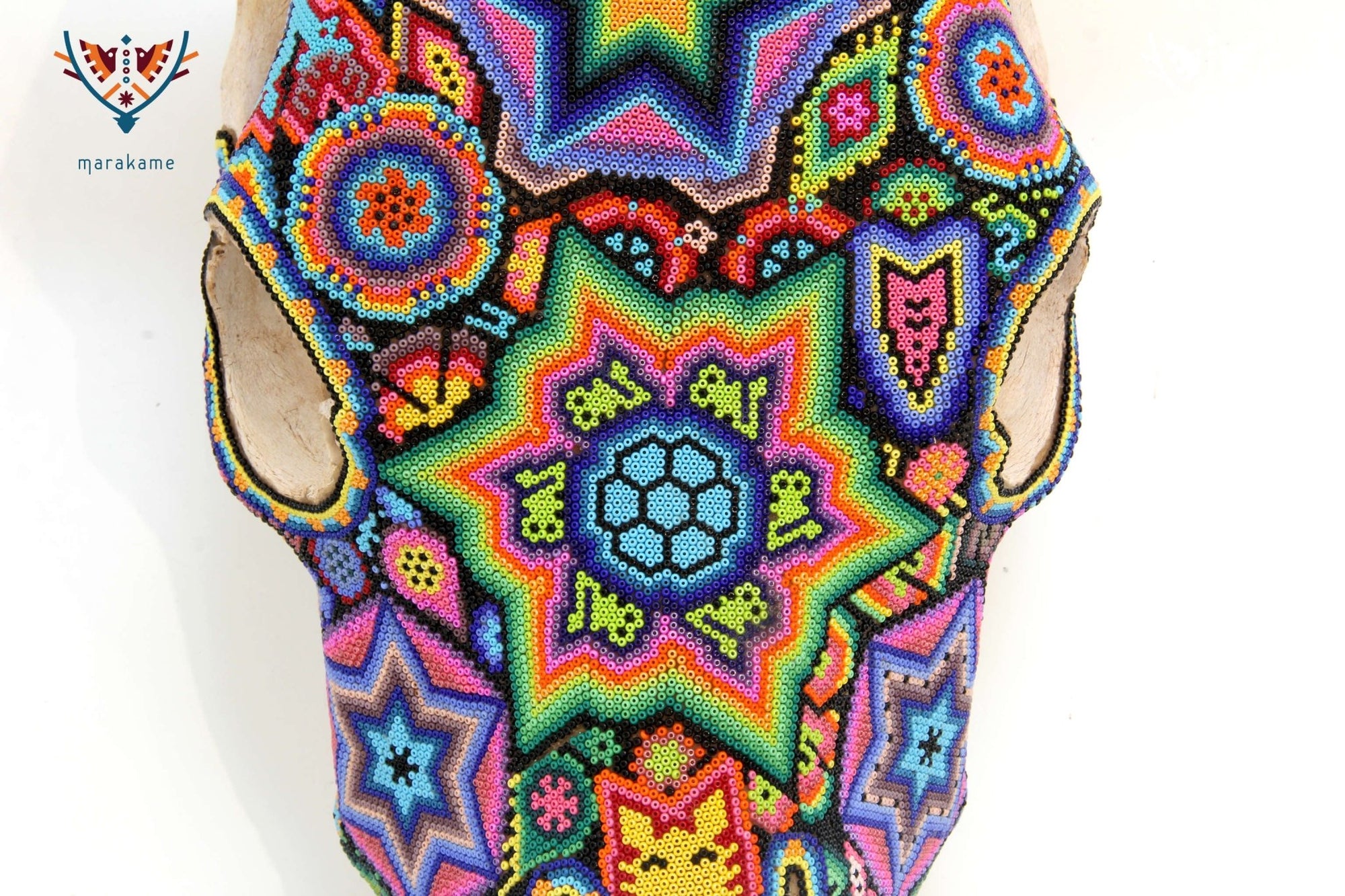 Cráneo de vaca Arte Huichol - Xurawe temai - Arte Huichol - Marakame