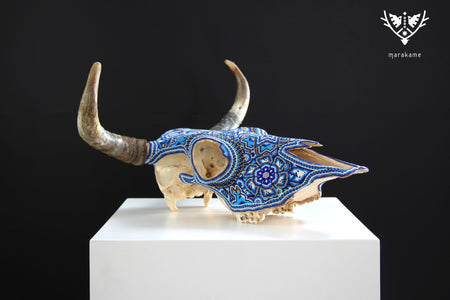 Crâne de vache Huichol Art - Xurawe Temai - Huichol Art - Marakame
