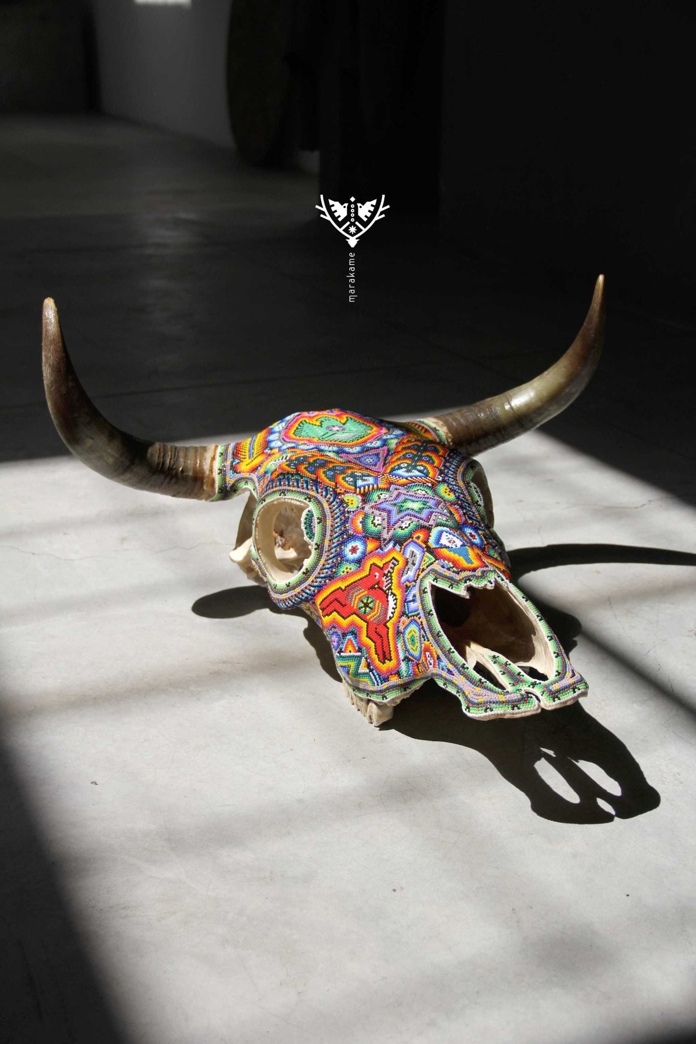 Crâne de vache Huichol Art - Xurawe wexik+a - Huichol Art - Marakame