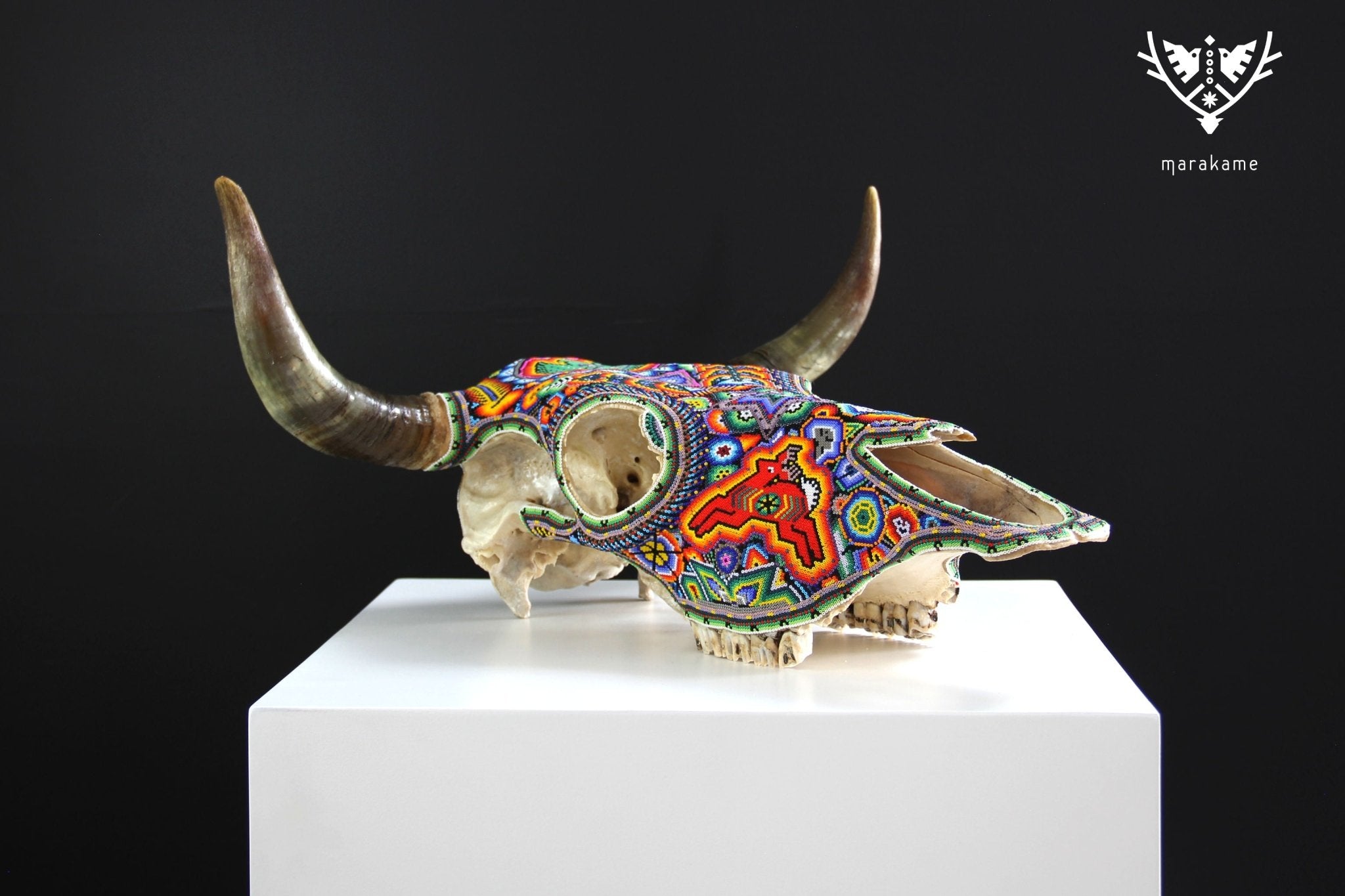 牛の頭蓋骨ウイチョルアート - Xurawe wexik+a - ウイチョルアート - マラカメ
