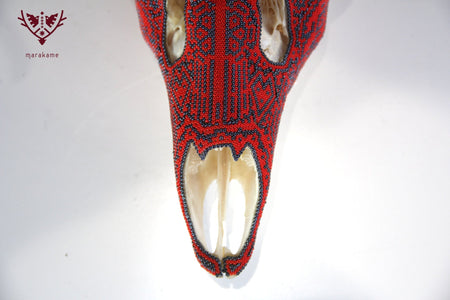 Cráneo de Venado Huichol - Xawe Tatewari - Arte Huichol - Marakame