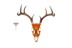 Huichol Deer Skull- "Xunuri" -Huichol Art-Marakame