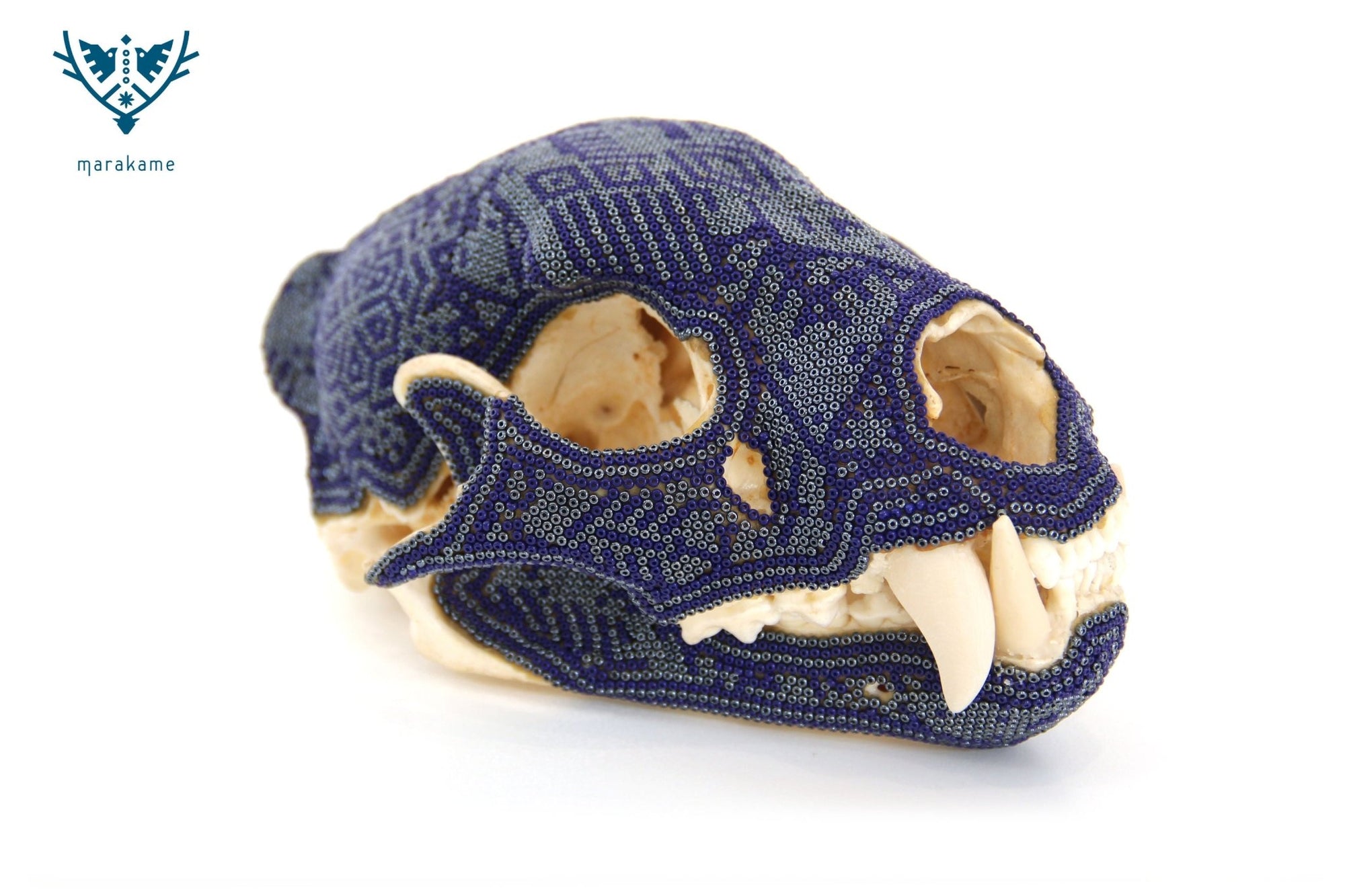 Huichol Feline Skull - Ewi Ikú - Huichol Art - Marakame