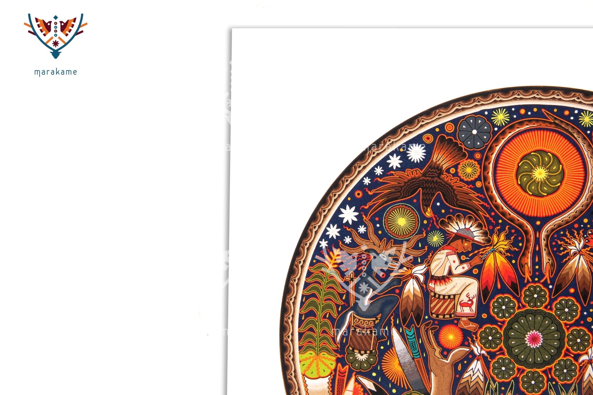 The song of the mara'akame - 30 x 30 cm. - 12 x 12 in. - Huichol Art - Marakame