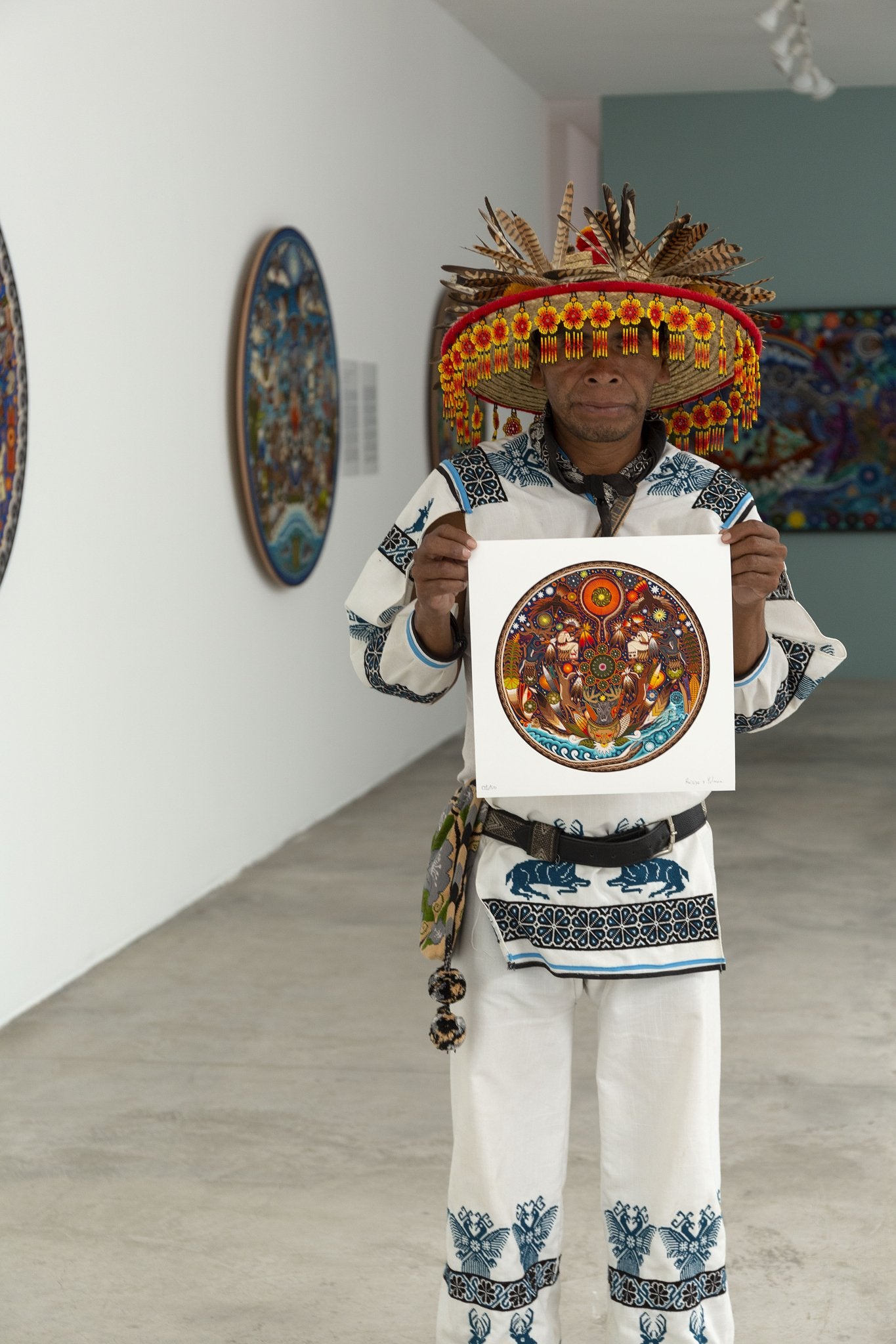 The song of the mara'akame - 30 x 30 cm. - 12 x 12 in. - Huichol Art - Marakame