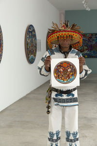 The song of the mara'akame - 30 x 30 cm. - 12 x 12 in. - Huichol Art - Marakame