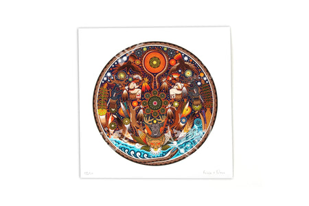 Das Lied der Mara'akame – 30 x 30 cm. - 12 x 12 Zoll. - Huichol-Kunst - Marakame