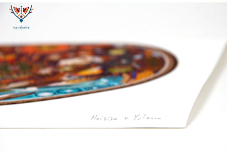 Das Lied der Mara'akame – 30 x 30 cm. - 12 x 12 Zoll. - Huichol-Kunst - Marakame
