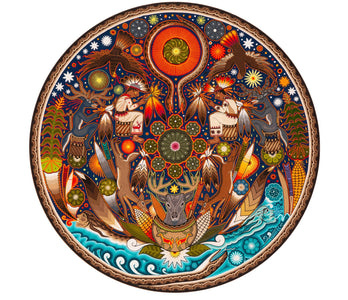 The song of the mara'akame - 45 x 45 cm. - 18 x 18 in. - Huichol Art - Marakame