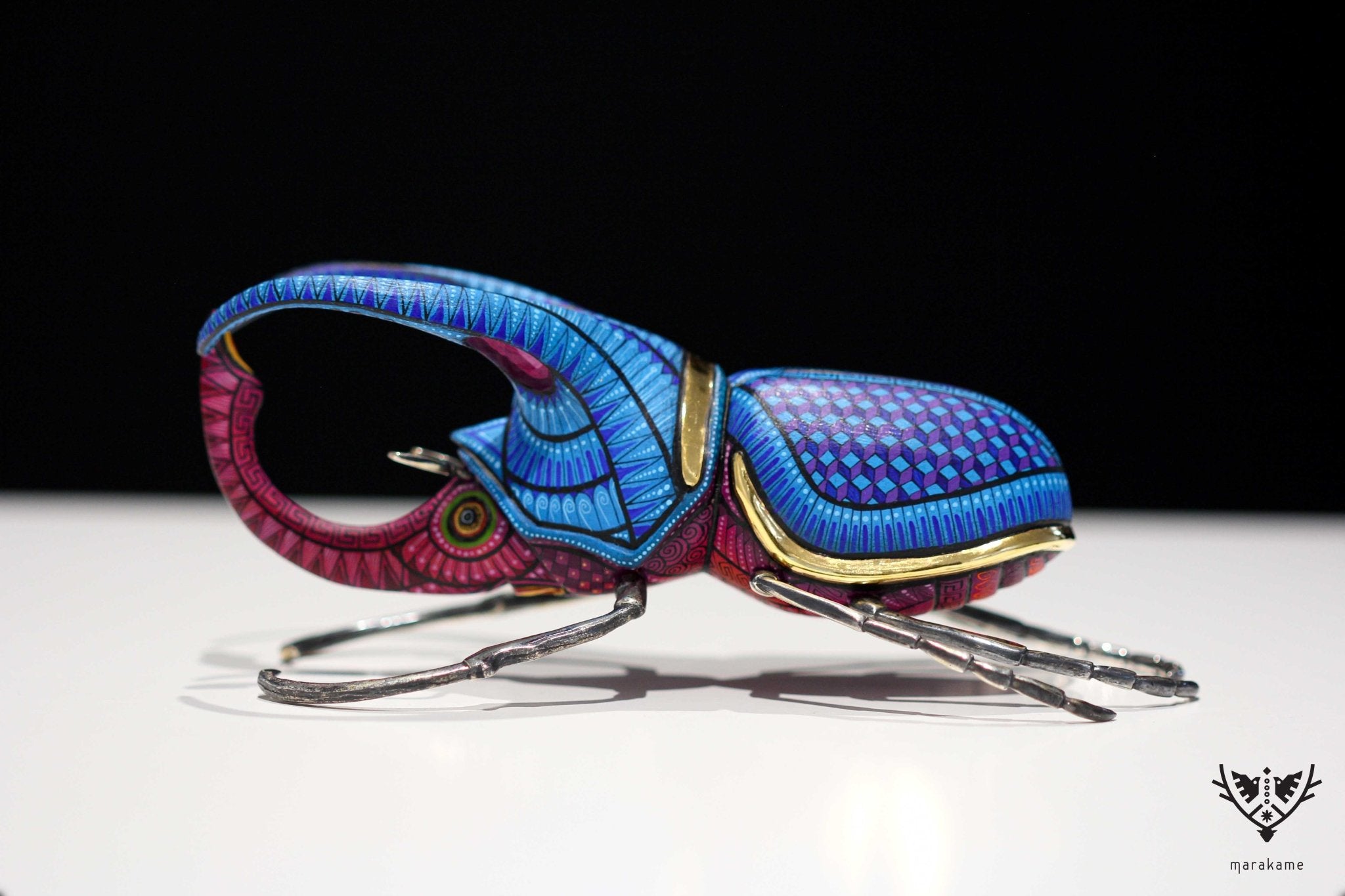 Escarabajo macho - Witol yee mash XV - Arte Huichol - Marakame