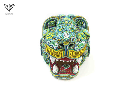 Huichol Kunstskulptur Jaguar Kopf - Riese Maye - Huichol Kunst - Marakame