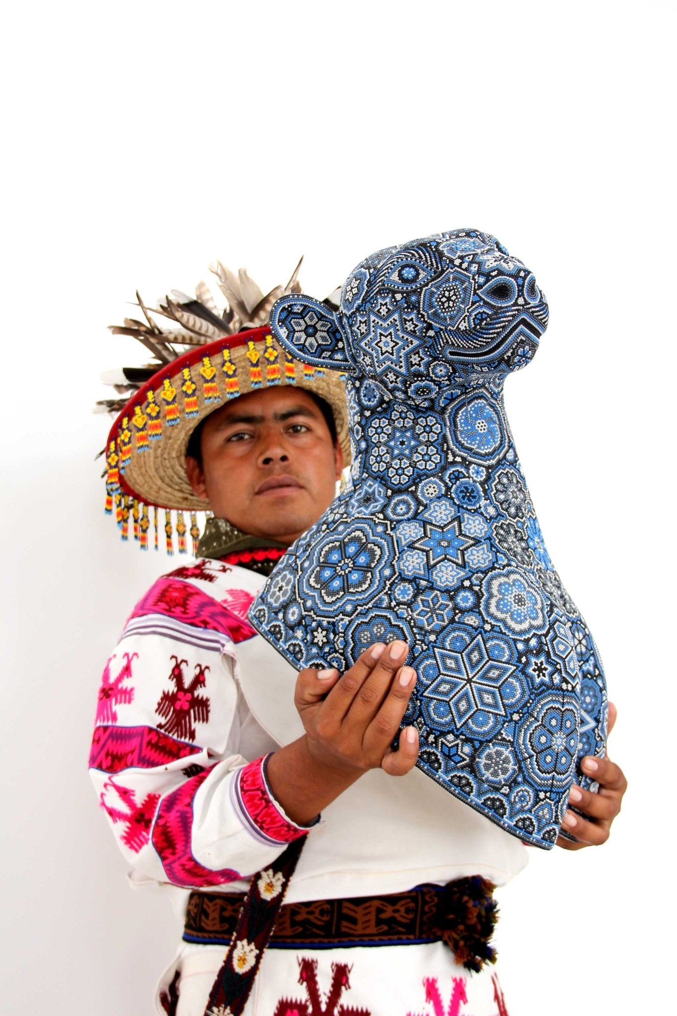 Huichol-Kunstskulptur – Puma-Kopf – Xixiweri – Huichol-Kunst – Marakame