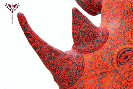 Huichol Art Sculpture - Tête de rhinocéros - Xuxawe - Huichol Art - Marakame