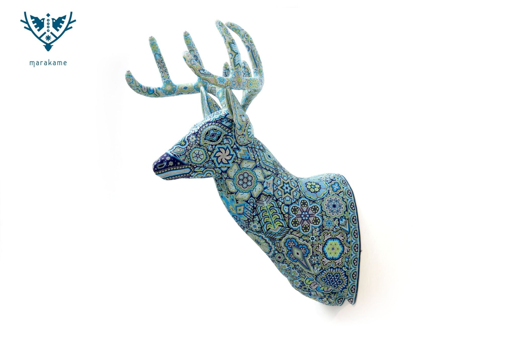 彫刻 ウイチョル族アート - 青い鹿の頭 - カウユマリー - ウイチョル族アート - マラカメ
