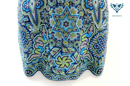 Skulptur Huichol Art – Blauer Hirschkopf – Kauyumarie – Huichol Art – Marakame