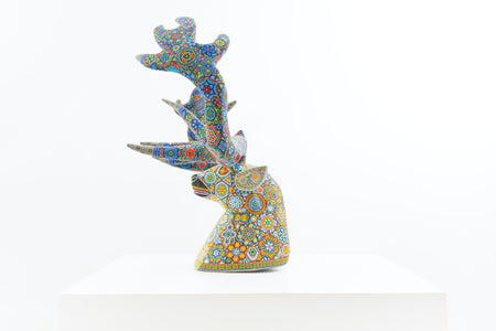 Huichol Art Sculpture-Deer Head-Kauyumarie-Huichol Art-Marakame