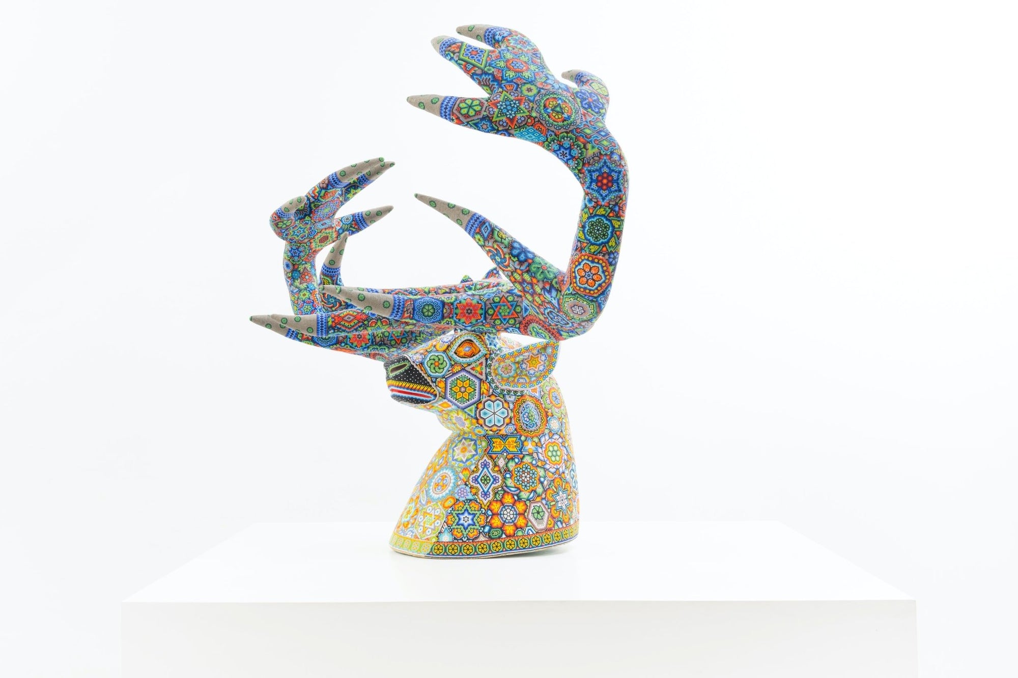 Huichol Art Sculpture-Deer Head-Kauyumarie-Huichol Art-Marakame