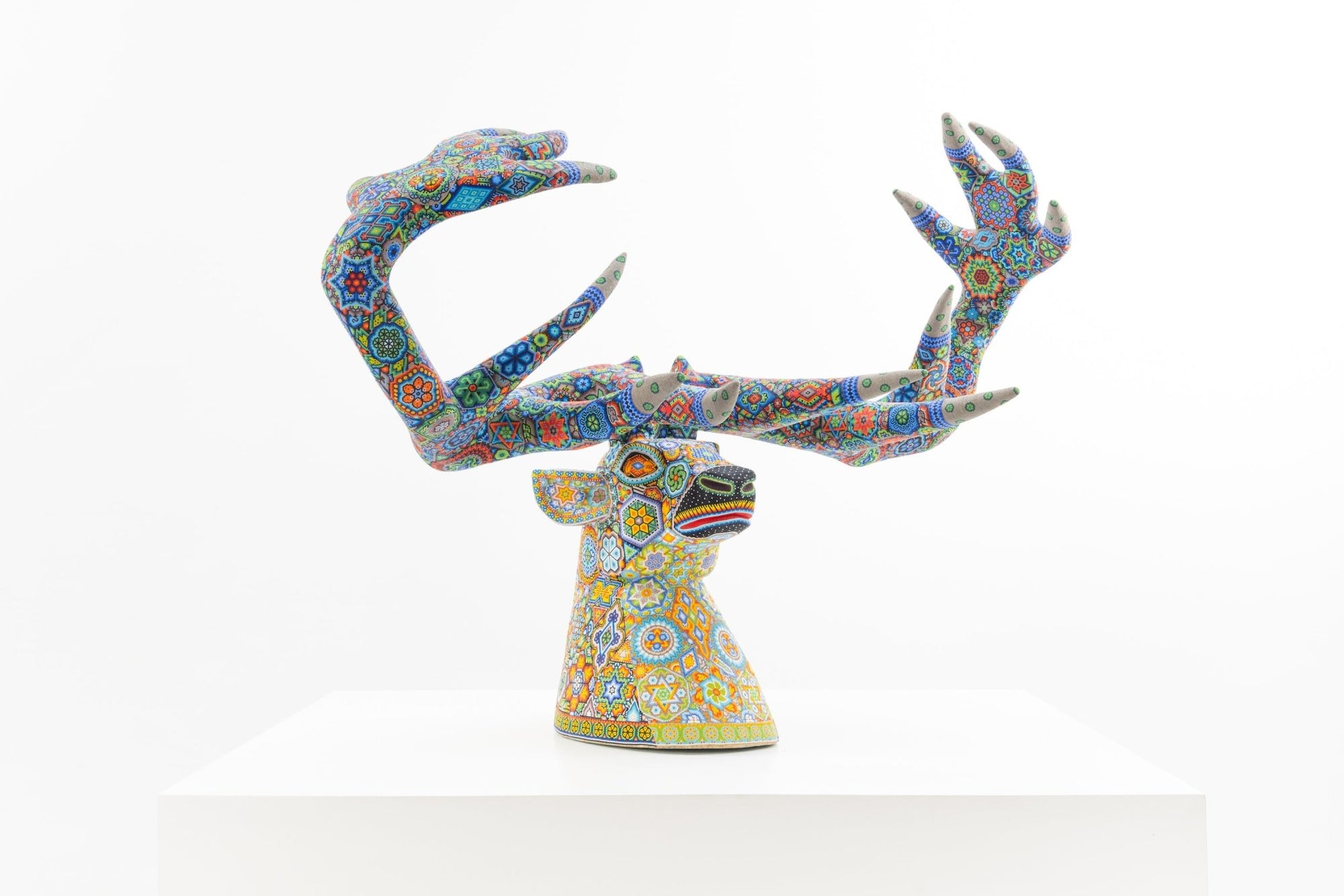 Huichol Art Sculpture-Deer Head-Kauyumarie-Huichol Art-Marakame