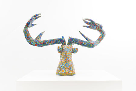 Huichol Art Sculpture-Deer Head-Kauyumarie-Huichol Art-Marakame