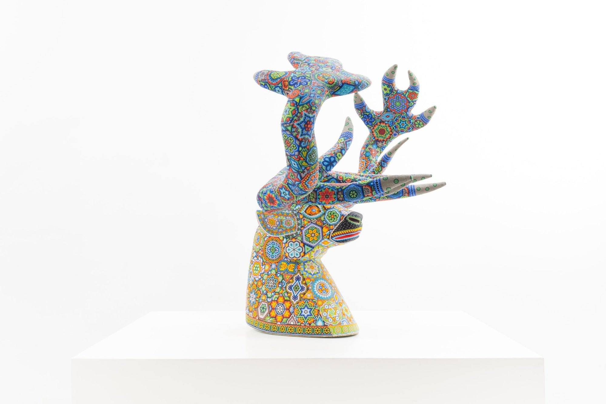 Huichol Art Sculpture-Deer Head-Kauyumarie-Huichol Art-Marakame