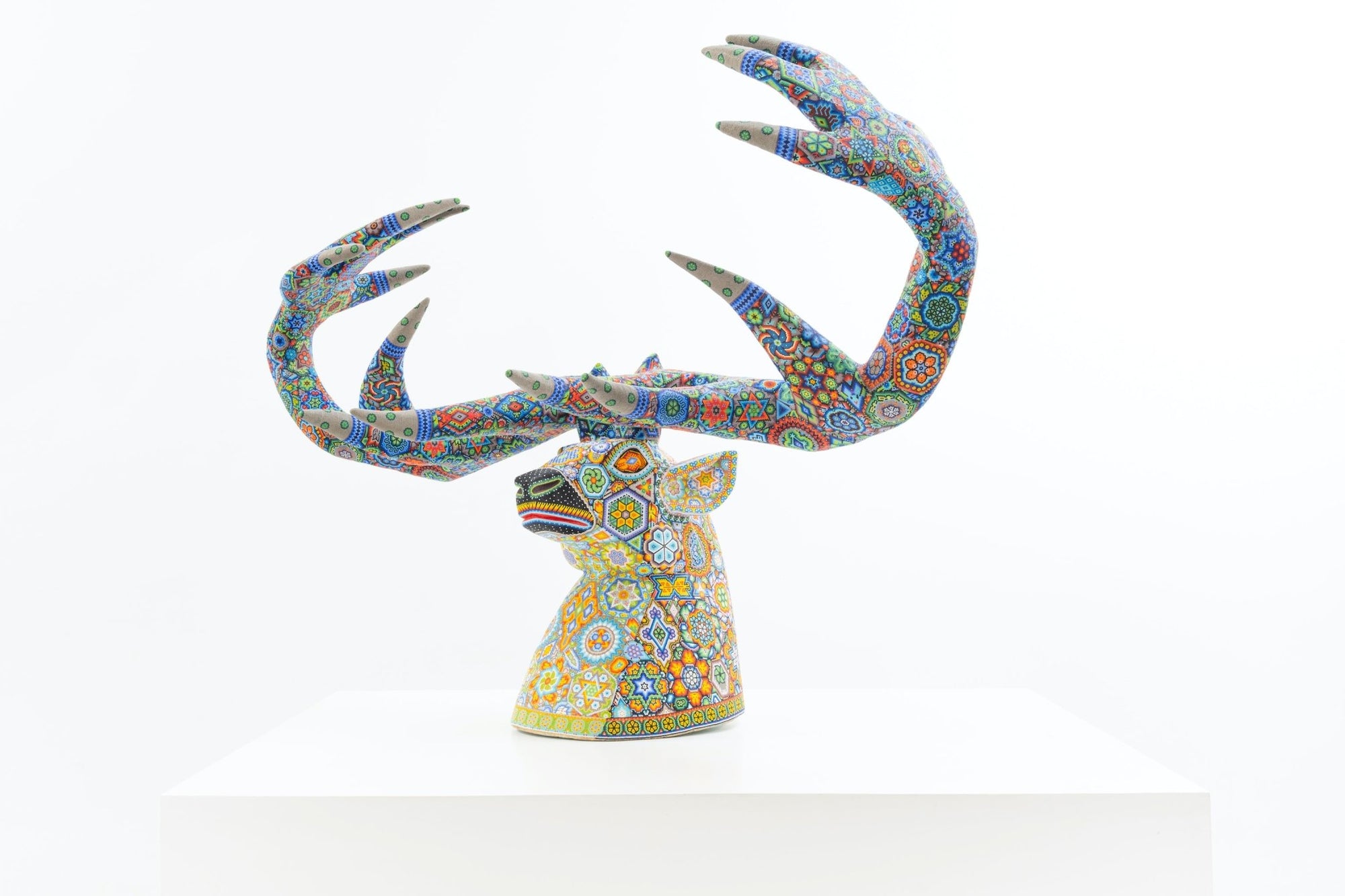 Huichol Art Sculpture-Deer Head-Kauyumarie-Huichol Art-Marakame