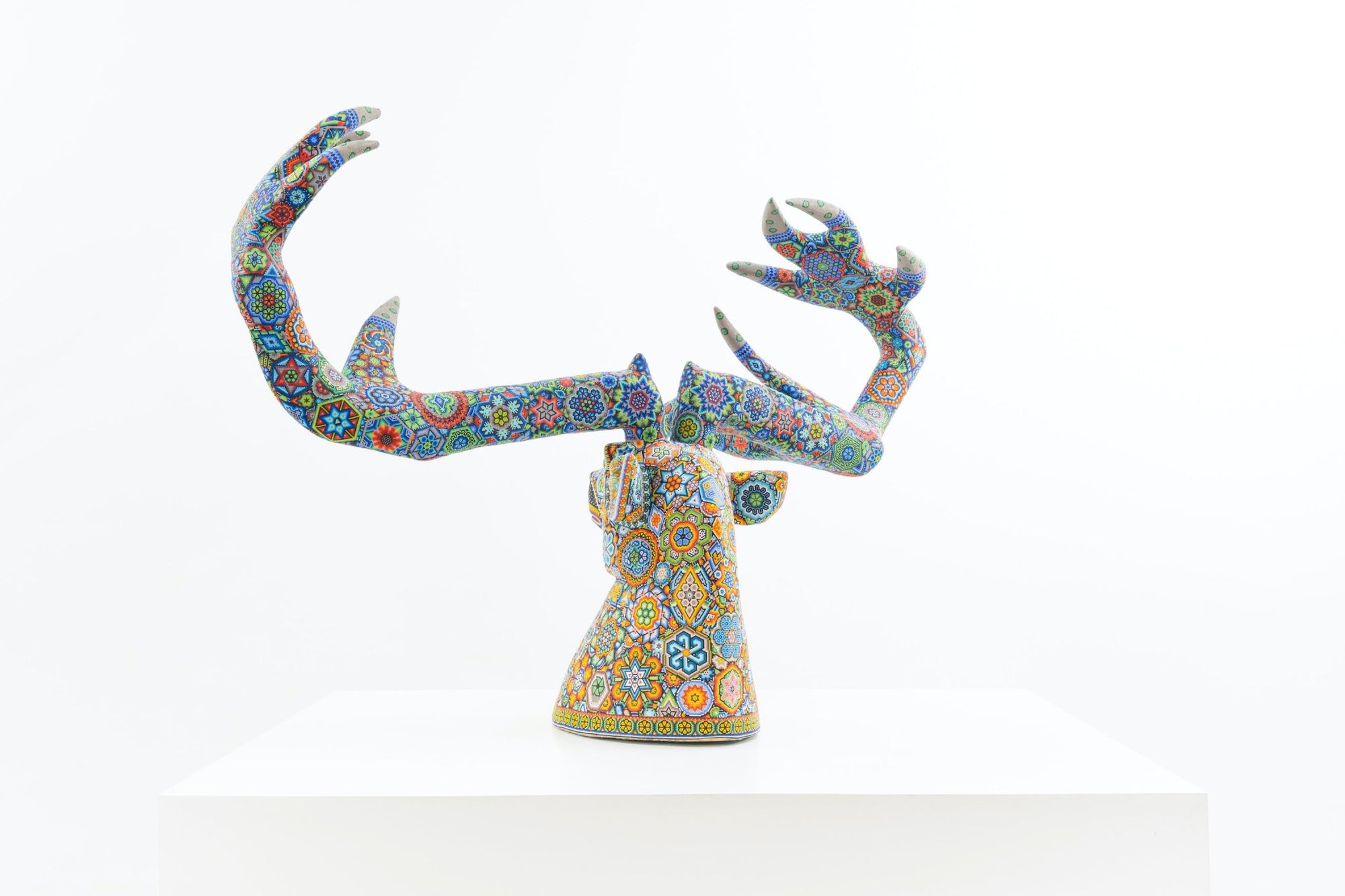 Huichol Art Sculpture-Deer Head-Kauyumarie-Huichol Art-Marakame