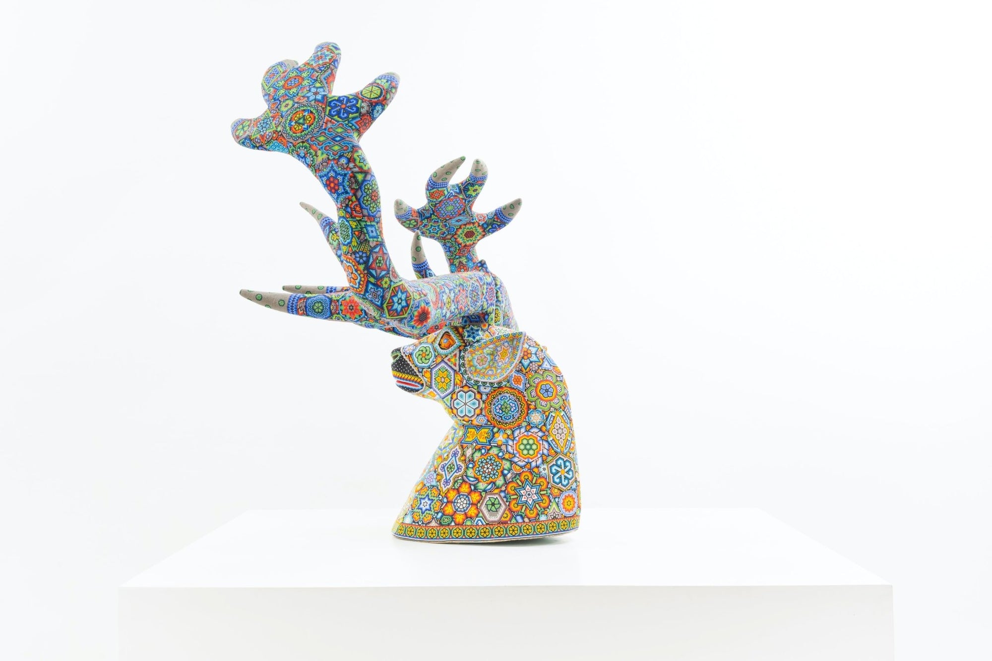 Huichol Art Sculpture-Deer Head-Kauyumarie-Huichol Art-Marakame