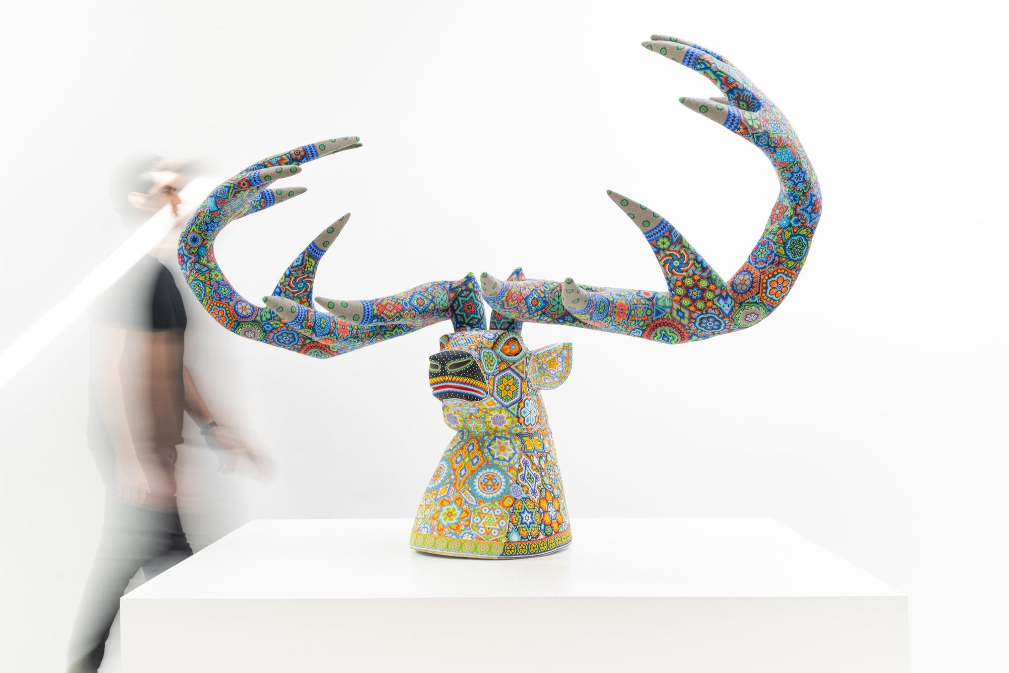 Huichol Art Sculpture-Deer Head-Kauyumarie-Huichol Art-Marakame