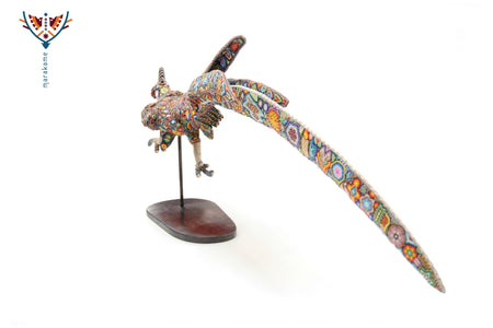 ウイチョル族アート彫刻 - ロードランナー×キジ - ウイチョル族アート - マラカメ
