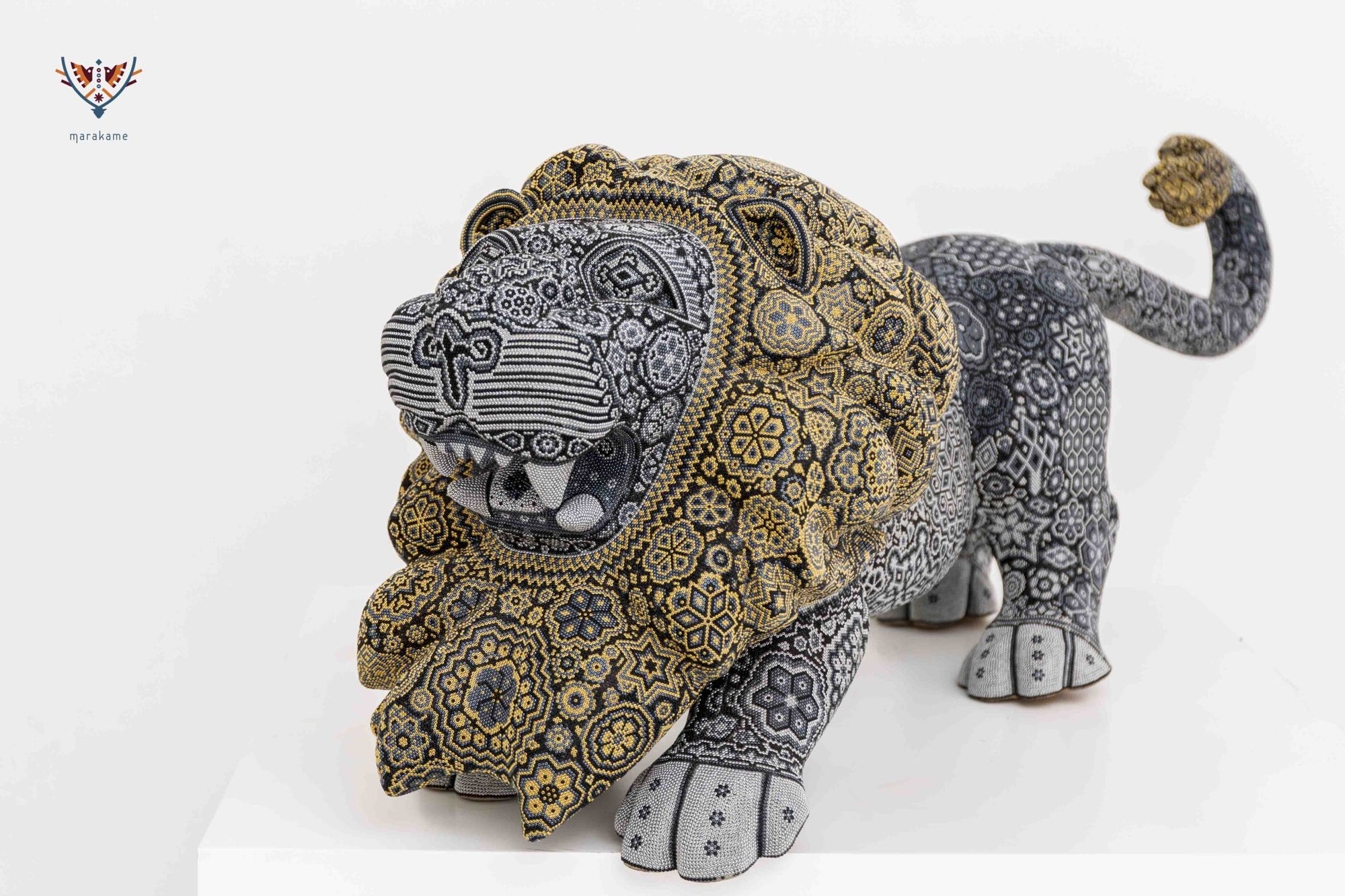 Sculpture d'art Huichol - Grand Lion - Art Huichol - Marakame